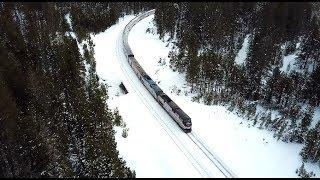 4K-  Drone Chasing of Amtrak #822 the California Zephyr Train #5 over Donner Pass in the snow!