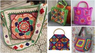 Gorgeous boho style crochet bag/crochet colourful shoulder bag/handbag designs