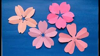 4 simple & easy paper cutting cherry blossoms/ DIY/ origami paper  flower