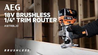 AEG 18V Brushless 1/4" Trim Router (A18TRBL20) in action.