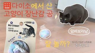 다이소 고양이 장난감 | 잘 가지고 놀까? | 보들보들 고양이용 실타래 | 후추로그