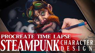 Digital painting time lapse Steampunk Character Design.(Procreate Time Lapse)