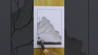  Charcoal pencil drawing idea || Pencil shading video || Scenery sketch with pencil