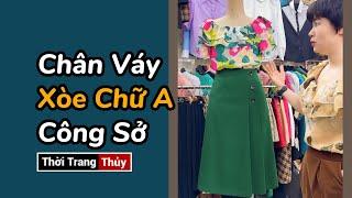 Chân váy xòe dáng chữ A công sở phối đồ áo nữ mặc 2 kiểu