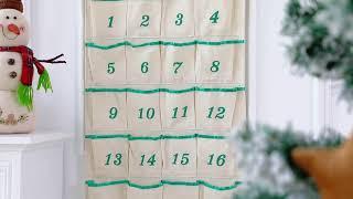 Customization Canvas Calendar Embroidery Wooden Hanging 24 Pockets Christmas Advent Calendar