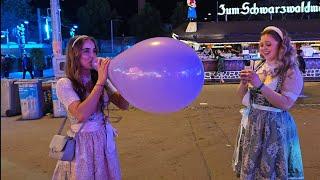 Girls Blow to Pop big balloons in public (Preview)