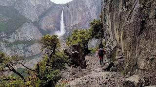 Scary hail and thunderstorm at 3,200 ft in Glacier Point via the Four Mile Trail in Yosemite