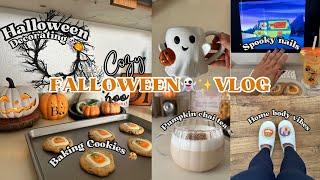 COZYAUTUMN VLOG AS A HOME BODY | HALLOWEEN DECORATING, BAKING FALL COOKIES, SPOOKY NAILS  #cozy