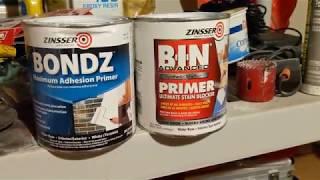 Kitchen Cabinet Primer adhesion test - Zinsser Bondz vs Zinsser BIN