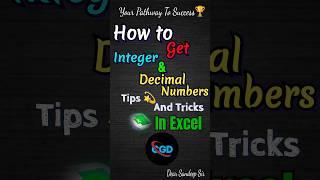 How to get integer & decimal numbers in excel tips and tricks  #exceltips #tutorial #shortvideo