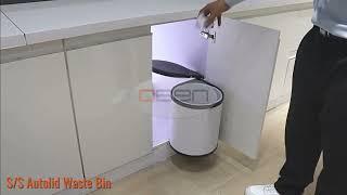 Stainless Steel Auto-Lid Waste Bin for Kitchen Cabinet by OBEN