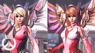 Pink Mercy Vs. Rose Gold Mercy (Skin Comparison Showcase) | Overwatch 2