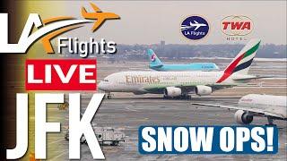 LIVE WINTER STORM Coverage from JFK | TWA HOTEL JFK Plane Spotting | January 6, 2025