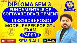 FUNDAMENTAL OF SOFTWARE DEVELOPMENT(4331604) IMP MODEL PAPER FOR GTU EXAM || DIPLOMA SEM 3 IT #gtu