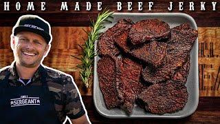 The Best Homemade Smoked Beef Jerky Recipe! #beefjerky #smokedbeefjerky #pitbossnation #eyeofround