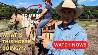 Pear Tree Ranchin 036: Owner rides her Rearing/Flipping over horse for the first time since training
