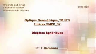 Optique Géométrique TD_N°3 - Dioptres Sphériques -