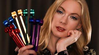 Tuning Fork ASMR  Instructions For Sleep (Eyes Closed at 08:32) Binaural Beats, Whisper, Ear to Ear