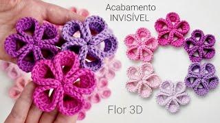Flor de crochê 3D - Fácil de fazer