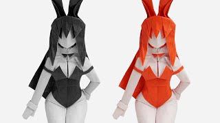 tutorial de origami：Origami Bunny Girl Tutorial Happy Chinese New Year!#chenxiao#某一个晓