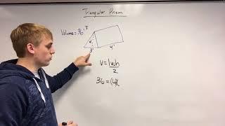 Finding the missing length on a triangular prism when given the volume