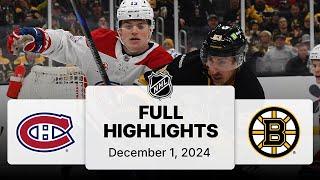 NHL Highlights | Canadiens vs. Bruins - December 01, 2024