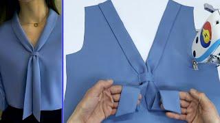 Best Way To Sewing Beautiful Collar V neck in Just 10 Minutes. Sewing for Beginners