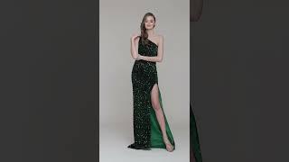 Emerald One Shoulder Prom Dresses #promgown #promdress #partydresses #sexydress