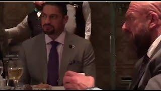 Roman reigns doing dinner with undertaker brock lesnar and vince McMahon in saudia arabia