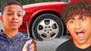 KID POPS TIRE TO SKIP A TEST!!