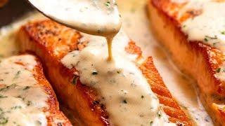 Salmon with Creamy Herb & Garlic Sauce