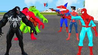Spiderman wala vs Hulk vs Batman vs Avengers vs Venom3 rescue Iron Man vs thanos |Game 5 Superheroes