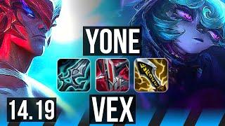 YONE vs VEX (MID) | 65% winrate, 40k DMG | EUW Master | 14.19