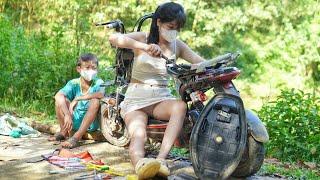 Full Video: Genius repair girl helps poor boy fix his electric bike after a fall