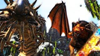 ARK Scorched Earth - 100 DEATH WORM VS GIGANOTOSAURUS & MANTICORE + GOLEM ( Giga VS Gameplay )