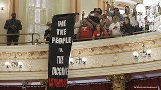 Anti-vaccine protesters react to new California law targeting vaccine exemptions