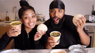 FUFU, EGUSI & OKRA MUKBANG | OUR FIRST TIME EATING NIGERIAN FOOD! *GOT SPICY*