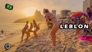 Walking on Leblon Beach during a Stunning Sunset — Rio de Janeiro  Brazil 【 4K UHD 】