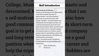 Self Introduction in English | How to Introduce Yourself in English | #shorts #introduction