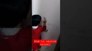 how to sketch animal on the wall by child artist sanaya|  #drawing