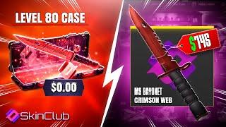 (SKINCLUB) GAVE ME M9 BAYONET CRIMSON WEB IN THE FREE LEVEL 80 CASE!  - skinclub promo code 2024