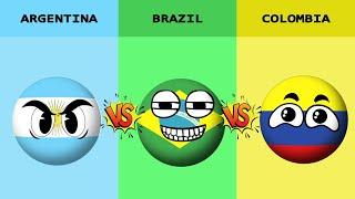 Argentina vs Brazil vs Colombia | Country Comparison 2024 | Data Around The World