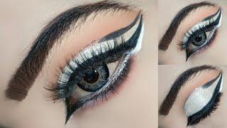 Arabic eyes makeup / Silver eye makeup with double wing liner by Rani ch #fyp