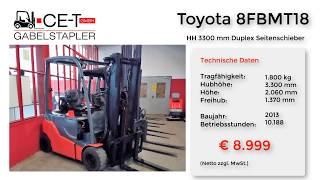 Toyota 8FBMT18 // HH 3300 mm, Duplex, Seitenschieber, Elektro 4 Rad, Frontstapler, Gabelstapler