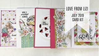 5 Cards - 1 Kit / Love From Lizi July 2019 Card Kit / Guest Designer