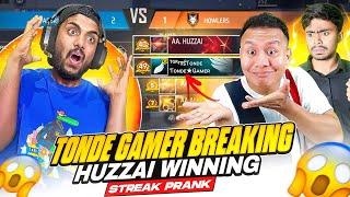 Tonde Gamer Breaking  Rank Winning streak Of Huzzai Prank Gone Wrong - Garena Free Fire Max
