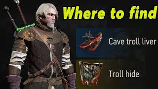 Where can I find cave troll livers Witcher 3?