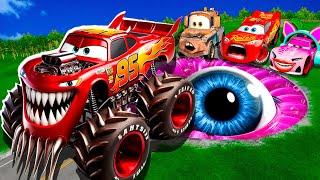 ZOMBIE Pit Transform In Beast Lightning McQueen & Big & Small Pixar Cars! Beam.NG Drive!