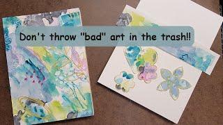 How to Fix a Bad Painting | Don't throw Art Away, failed #mixedmedia #art #watercolor #watercolour