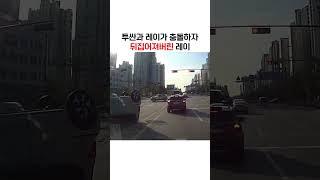 그대로 뒤집어져버리는 경차 레이